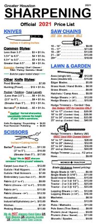 Greater Houston Sharpening Pricing List